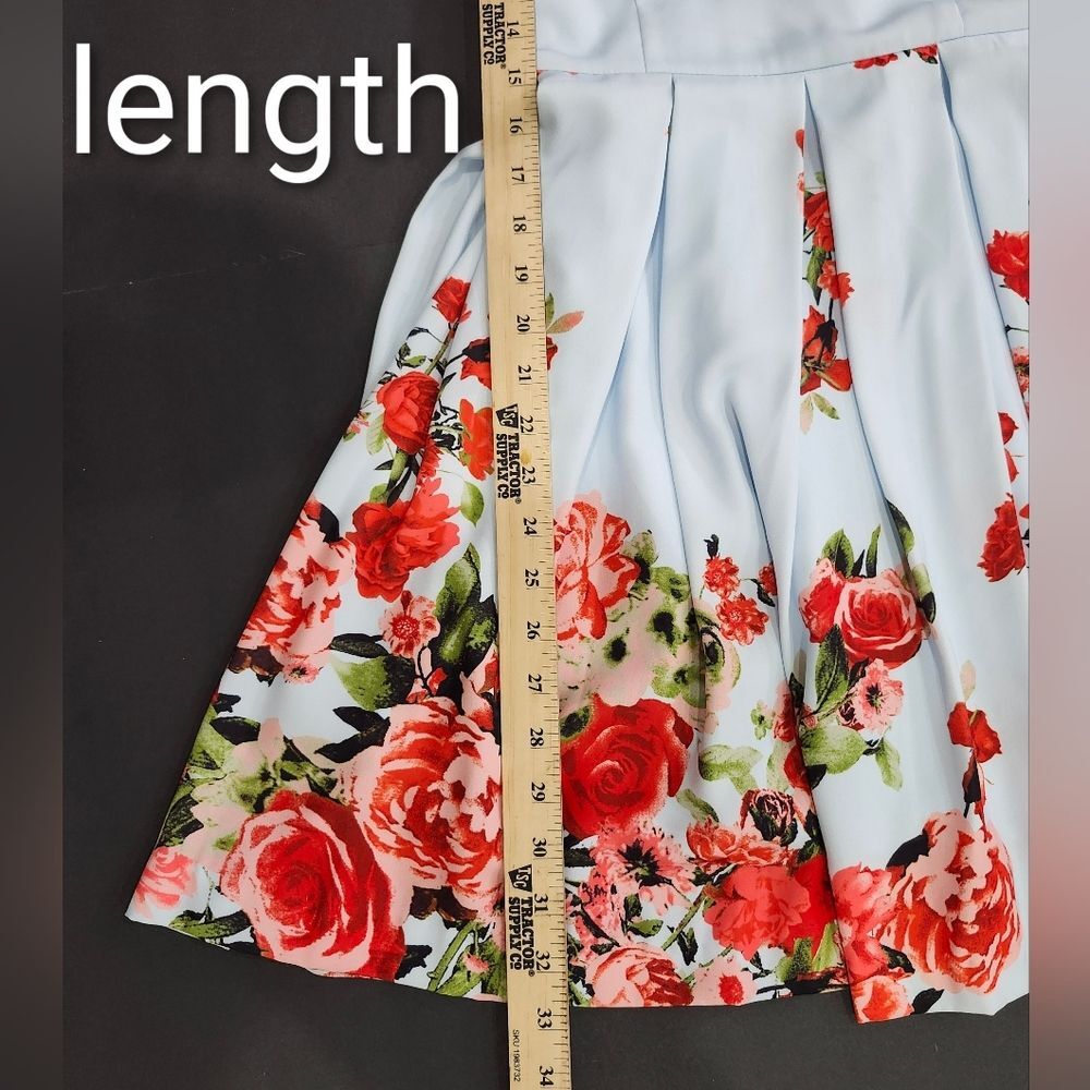 Gianni Bini Floral Mini Dress - Light Blue and Red - Picture 6 of 10